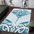 New Zealand Manta Ray Tattoo Area Rug Aotearoa Maori Haehae Paua Shell - Aussie Hoodie