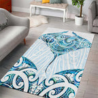 New Zealand Manta Ray Tattoo Area Rug Aotearoa Maori Haehae Paua Shell - Aussie Hoodie