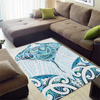 New Zealand Manta Ray Tattoo Area Rug Aotearoa Maori Haehae Paua Shell - Aussie Hoodie
