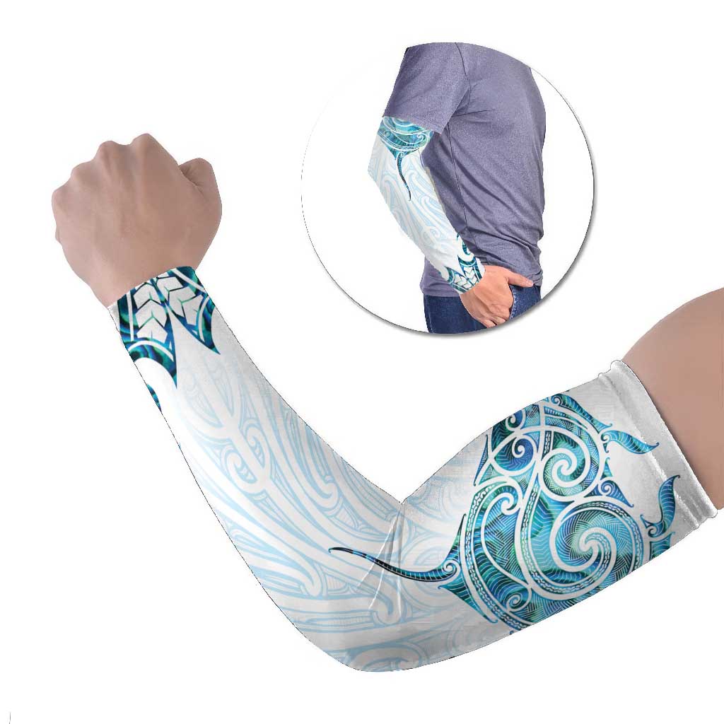 New Zealand Manta Ray Tattoo Arm Sleeves Aotearoa Maori Haehae Paua Shell - Aussie Hoodie