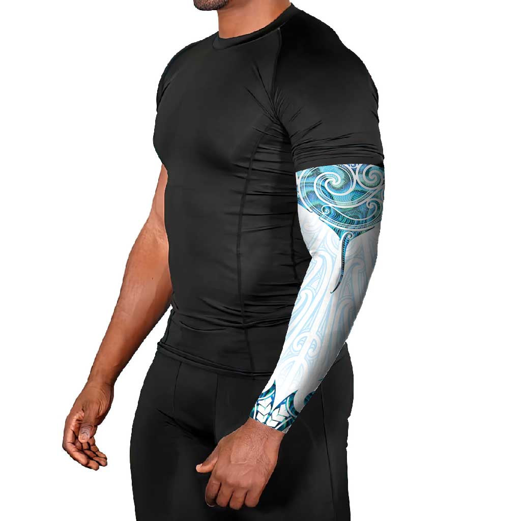 New Zealand Manta Ray Tattoo Arm Sleeves Aotearoa Maori Haehae Paua Shell - Aussie Hoodie