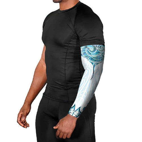 New Zealand Manta Ray Tattoo Arm Sleeves Aotearoa Maori Haehae Paua Shell - Aussie Hoodie