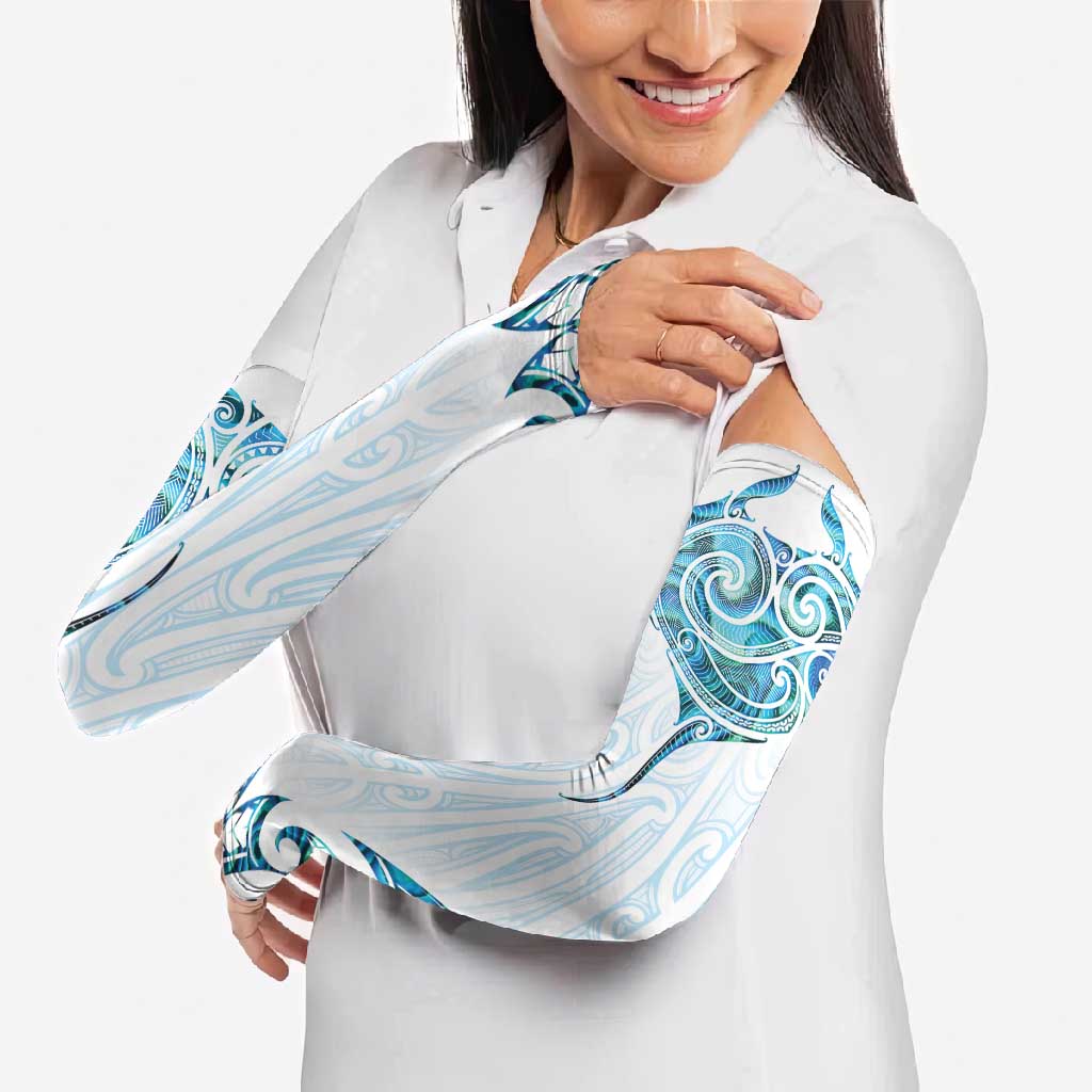 New Zealand Manta Ray Tattoo Arm Sleeves Aotearoa Maori Haehae Paua Shell - Aussie Hoodie