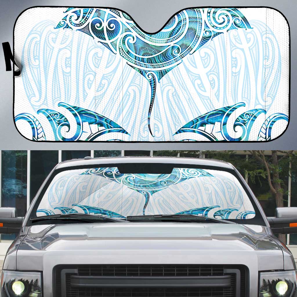 New Zealand Manta Ray Tattoo Auto Sun Shade Aotearoa Maori Haehae Paua Shell - Aussie Hoodie
