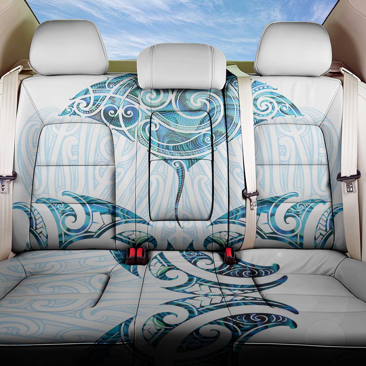 New Zealand Manta Ray Tattoo Back Car Seat Cover Aotearoa Maori Haehae Paua Shell - Aussie Hoodie
