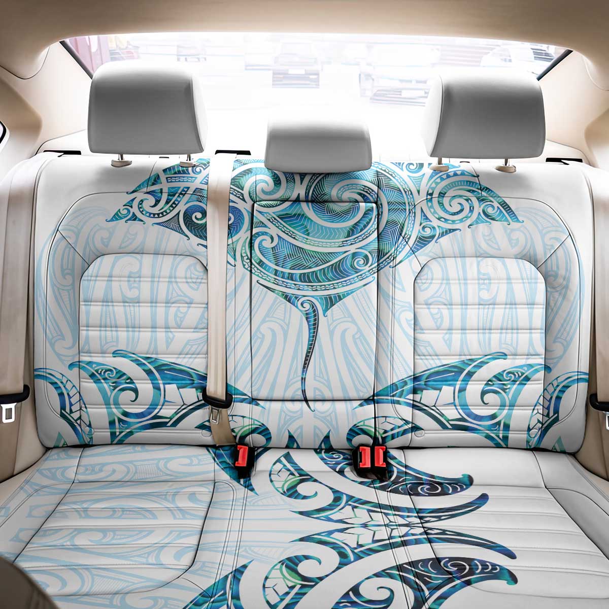 New Zealand Manta Ray Tattoo Back Car Seat Cover Aotearoa Maori Haehae Paua Shell - Aussie Hoodie