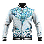 New Zealand Manta Ray Tattoo Baseball Jacket Aotearoa Maori Haehae Paua Shell - Aussie Hoodie