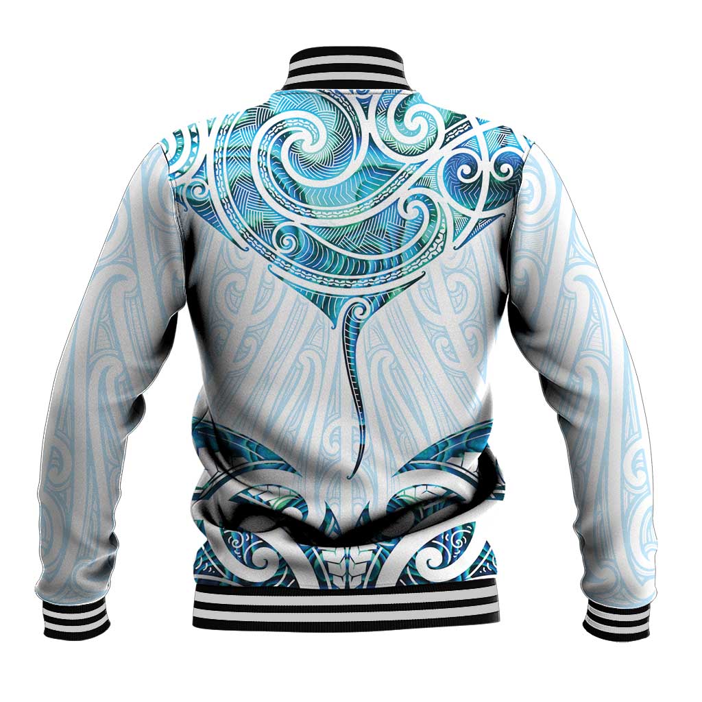 New Zealand Manta Ray Tattoo Baseball Jacket Aotearoa Maori Haehae Paua Shell - Aussie Hoodie