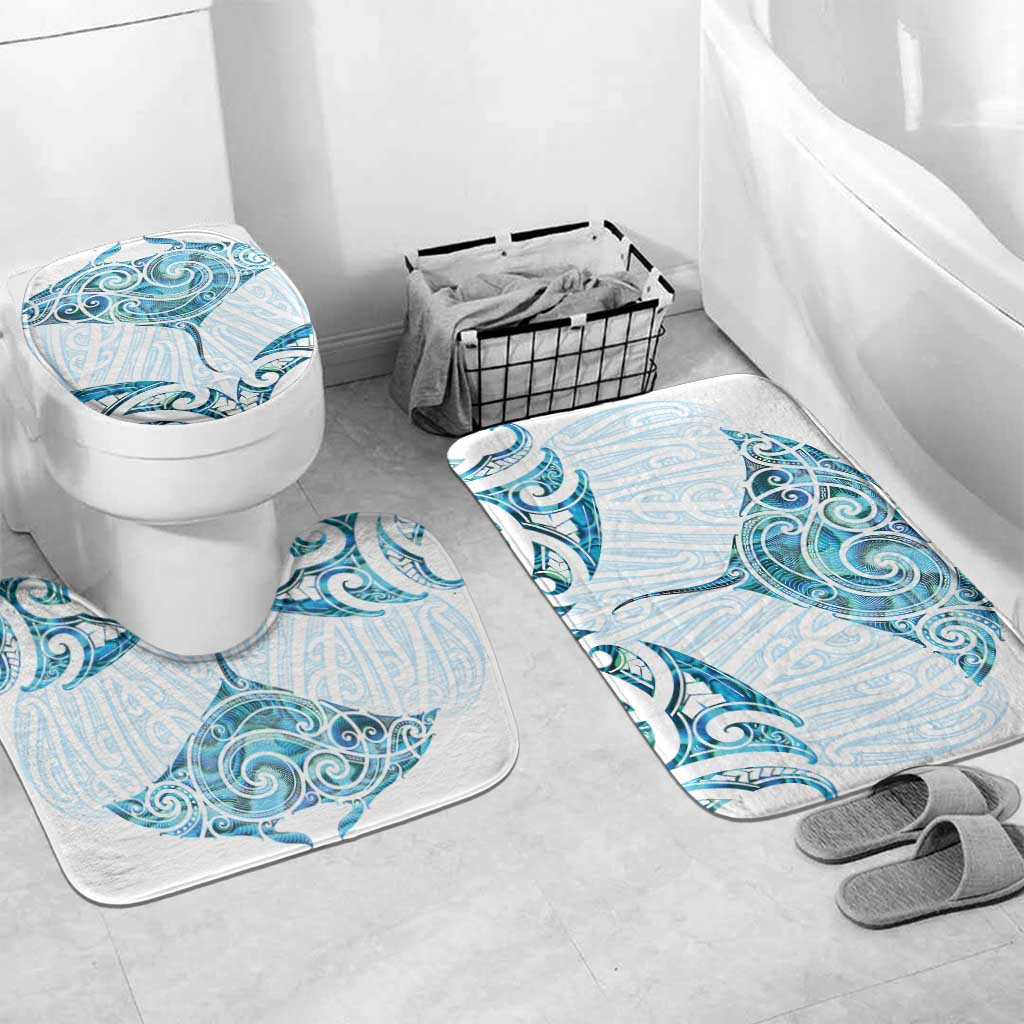 New Zealand Manta Ray Tattoo Bathroom Set Aotearoa Maori Haehae Paua Shell - Aussie Hoodie