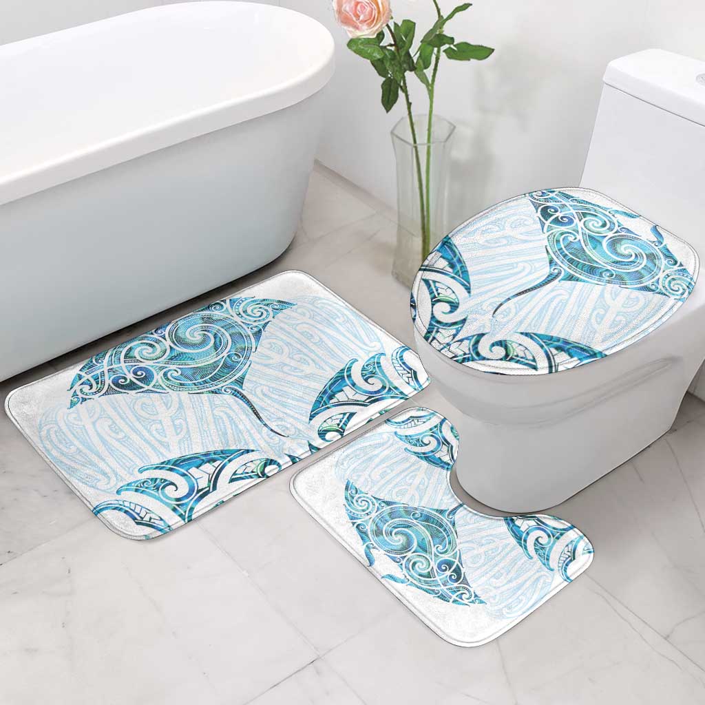 New Zealand Manta Ray Tattoo Bathroom Set Aotearoa Maori Haehae Paua Shell - Aussie Hoodie