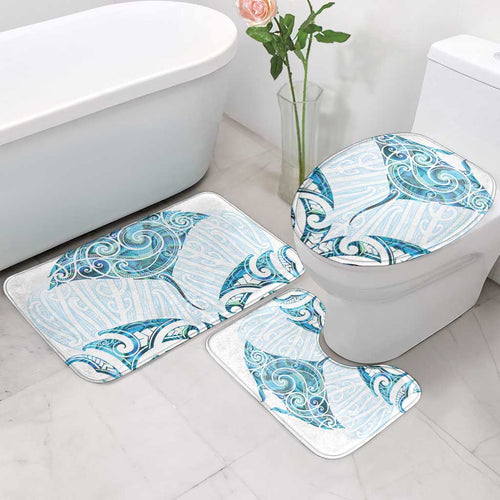 New Zealand Manta Ray Tattoo Bathroom Set Aotearoa Maori Haehae Paua Shell - Aussie Hoodie