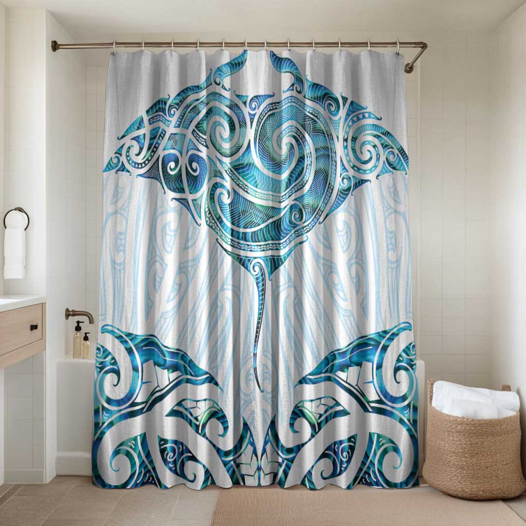 New Zealand Manta Ray Tattoo Bathroom Set Aotearoa Maori Haehae Paua Shell - Aussie Hoodie