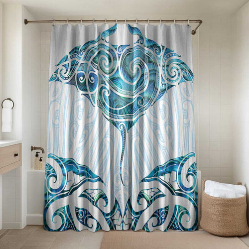 New Zealand Manta Ray Tattoo Bathroom Set Aotearoa Maori Haehae Paua Shell - Aussie Hoodie