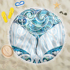 New Zealand Manta Ray Tattoo Beach Blanket Aotearoa Maori Haehae Paua Shell - Aussie Hoodie