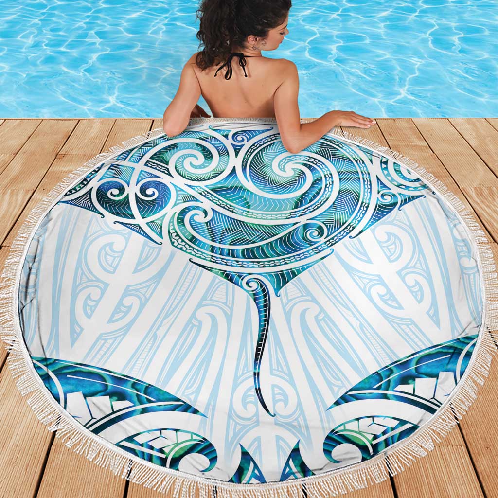 New Zealand Manta Ray Tattoo Beach Blanket Aotearoa Maori Haehae Paua Shell - Aussie Hoodie