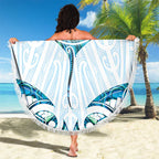 New Zealand Manta Ray Tattoo Beach Blanket Aotearoa Maori Haehae Paua Shell - Aussie Hoodie