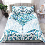 New Zealand Manta Ray Tattoo Bedding Set Aotearoa Maori Haehae Paua Shell - Aussie Hoodie