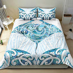 New Zealand Manta Ray Tattoo Bedding Set Aotearoa Maori Haehae Paua Shell - Aussie Hoodie