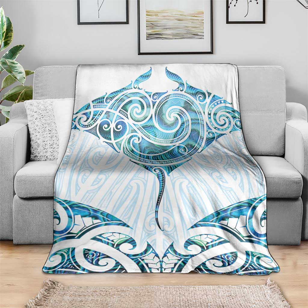 New Zealand Manta Ray Tattoo Blanket Aotearoa Maori Haehae Paua Shell - Aussie Hoodie