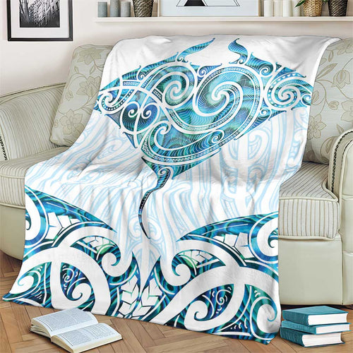 New Zealand Manta Ray Tattoo Blanket Aotearoa Maori Haehae Paua Shell - Aussie Hoodie