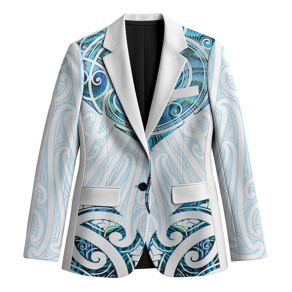 New Zealand Manta Ray Tattoo Blazer Aotearoa Maori Haehae Paua Shell - Aussie Hoodie