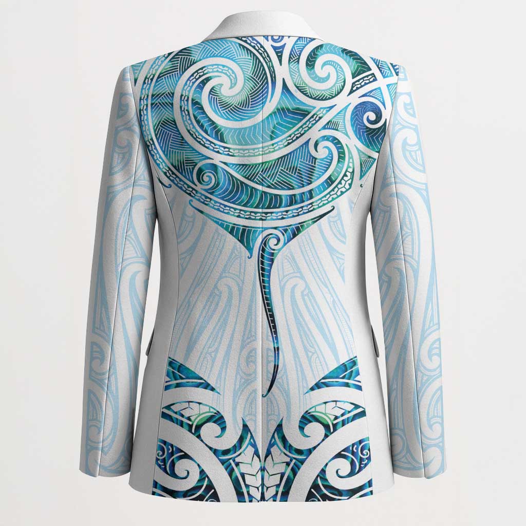 New Zealand Manta Ray Tattoo Blazer Aotearoa Maori Haehae Paua Shell - Aussie Hoodie