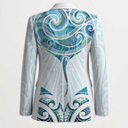 New Zealand Manta Ray Tattoo Blazer Aotearoa Maori Haehae Paua Shell - Aussie Hoodie