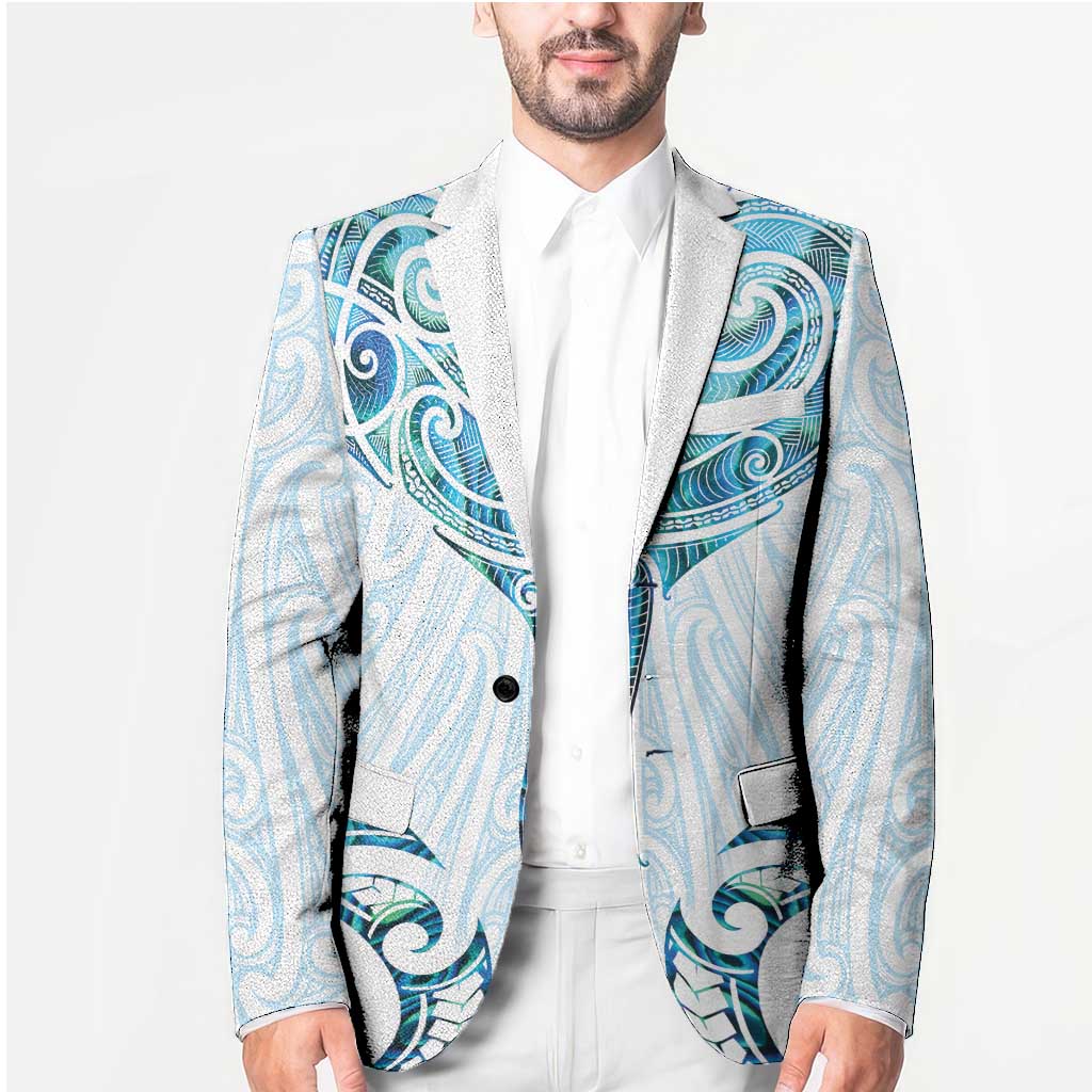 New Zealand Manta Ray Tattoo Blazer Aotearoa Maori Haehae Paua Shell - Aussie Hoodie