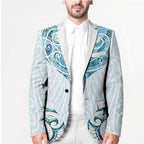 New Zealand Manta Ray Tattoo Blazer Aotearoa Maori Haehae Paua Shell - Aussie Hoodie