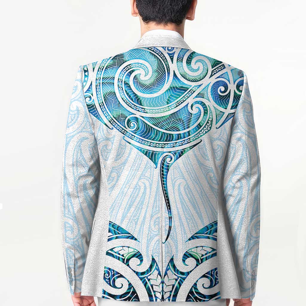 New Zealand Manta Ray Tattoo Blazer Aotearoa Maori Haehae Paua Shell - Aussie Hoodie
