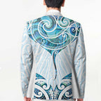 New Zealand Manta Ray Tattoo Blazer Aotearoa Maori Haehae Paua Shell - Aussie Hoodie