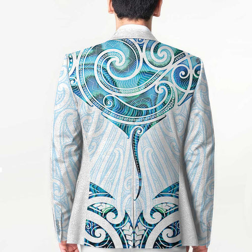 New Zealand Manta Ray Tattoo Blazer Aotearoa Maori Haehae Paua Shell - Aussie Hoodie