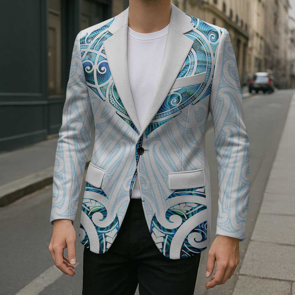 New Zealand Manta Ray Tattoo Blazer Aotearoa Maori Haehae Paua Shell - Aussie Hoodie