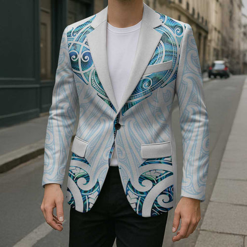 New Zealand Manta Ray Tattoo Blazer Aotearoa Maori Haehae Paua Shell - Aussie Hoodie