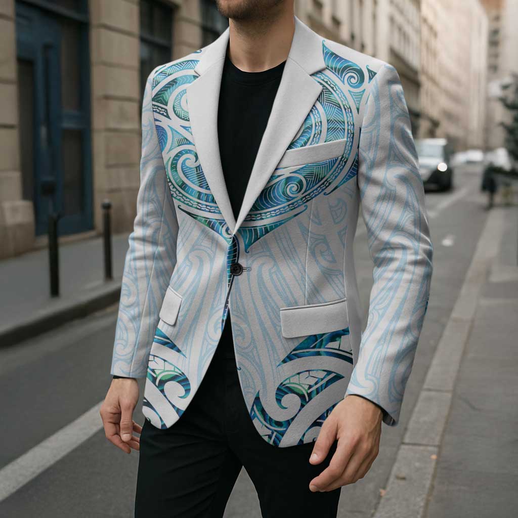 New Zealand Manta Ray Tattoo Blazer Aotearoa Maori Haehae Paua Shell - Aussie Hoodie