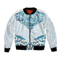 New Zealand Manta Ray Tattoo Bomber Jacket Aotearoa Maori Haehae Paua Shell - Aussie Hoodie