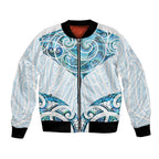 New Zealand Manta Ray Tattoo Bomber Jacket Aotearoa Maori Haehae Paua Shell - Aussie Hoodie