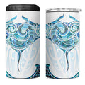 New Zealand Manta Ray Tattoo 4 in 1 Can Cooler Tumbler Aotearoa Maori Haehae Paua Shell - Aussie Hoodie