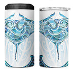 New Zealand Manta Ray Tattoo 4 in 1 Can Cooler Tumbler Aotearoa Maori Haehae Paua Shell - Aussie Hoodie
