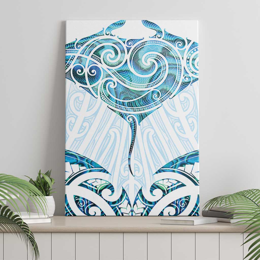 New Zealand Manta Ray Tattoo Canvas Wall Art Aotearoa Maori Haehae Paua Shell - Aussie Hoodie