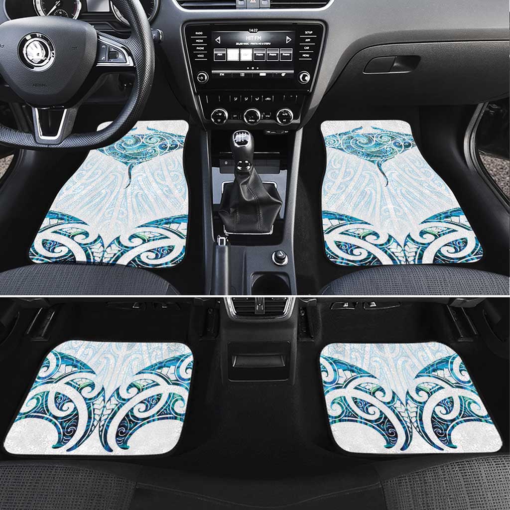 New Zealand Manta Ray Tattoo Car Mats Aotearoa Maori Haehae Paua Shell - Aussie Hoodie