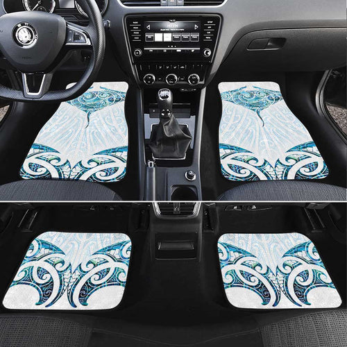 New Zealand Manta Ray Tattoo Car Mats Aotearoa Maori Haehae Paua Shell - Aussie Hoodie