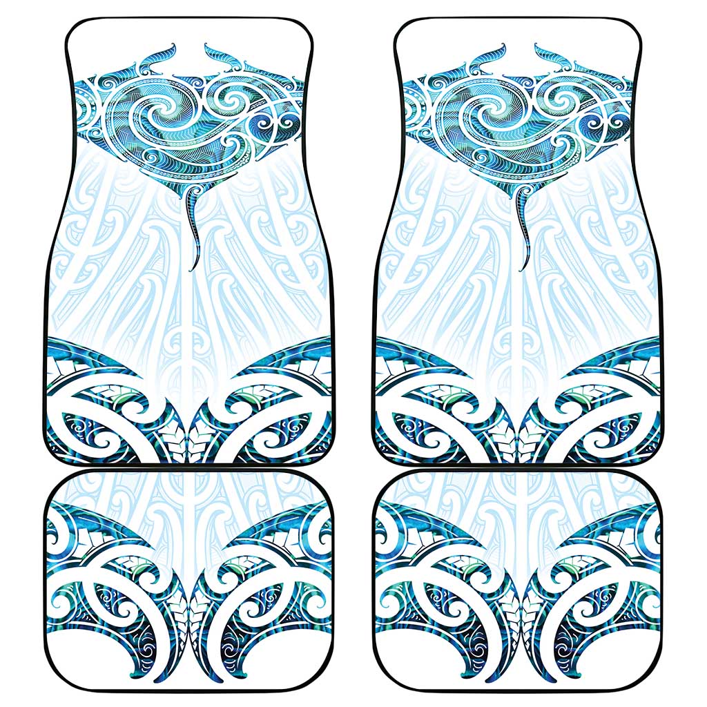 New Zealand Manta Ray Tattoo Car Mats Aotearoa Maori Haehae Paua Shell - Aussie Hoodie