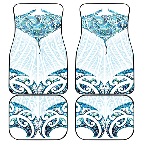 New Zealand Manta Ray Tattoo Car Mats Aotearoa Maori Haehae Paua Shell - Aussie Hoodie