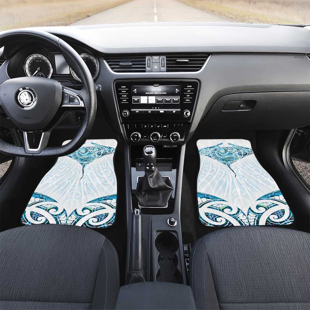 New Zealand Manta Ray Tattoo Car Mats Aotearoa Maori Haehae Paua Shell - Aussie Hoodie