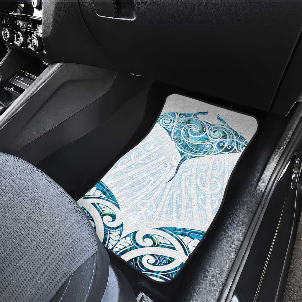 New Zealand Manta Ray Tattoo Car Mats Aotearoa Maori Haehae Paua Shell - Aussie Hoodie