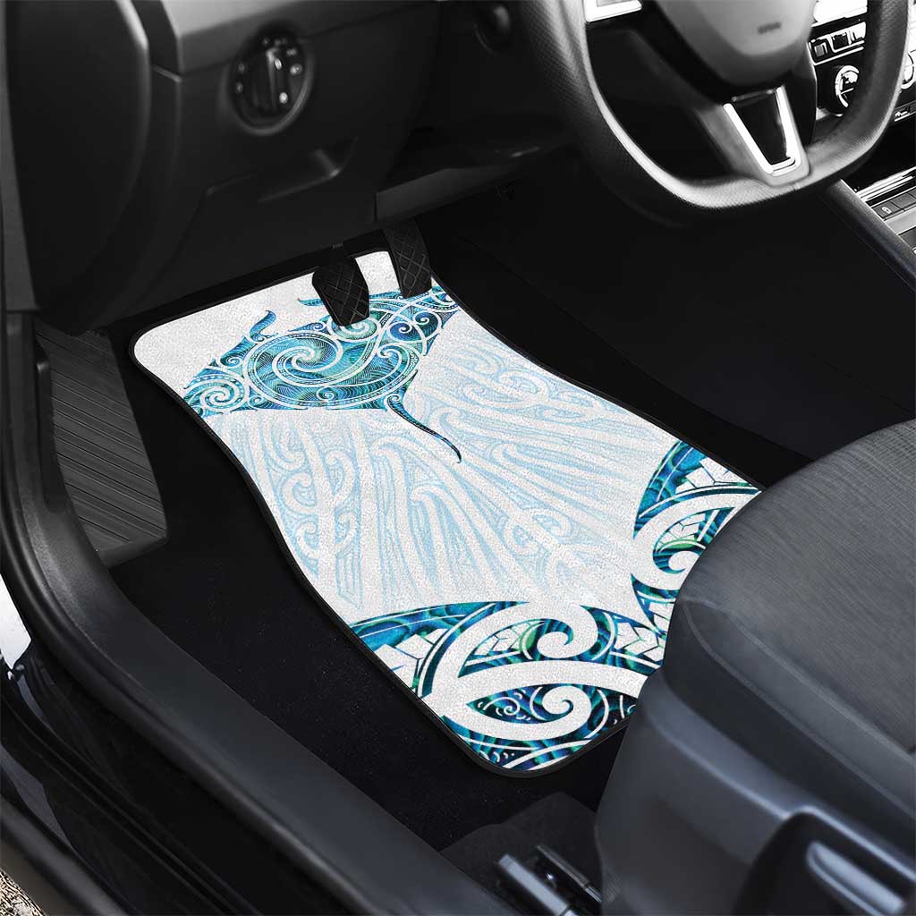New Zealand Manta Ray Tattoo Car Mats Aotearoa Maori Haehae Paua Shell - Aussie Hoodie