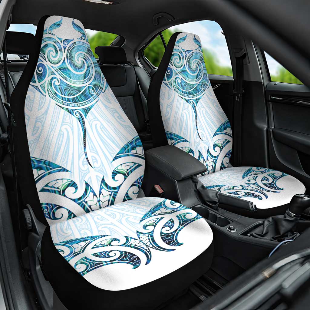 New Zealand Manta Ray Tattoo Car Seat Cover Aotearoa Maori Haehae Paua Shell - Aussie Hoodie