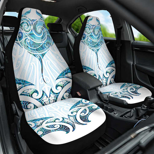 New Zealand Manta Ray Tattoo Car Seat Cover Aotearoa Maori Haehae Paua Shell - Aussie Hoodie