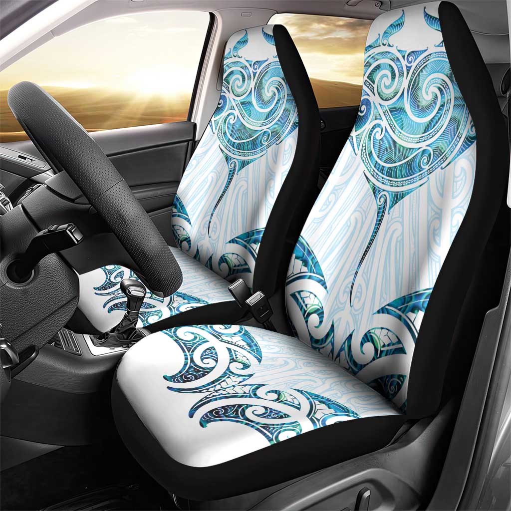 New Zealand Manta Ray Tattoo Car Seat Cover Aotearoa Maori Haehae Paua Shell - Aussie Hoodie